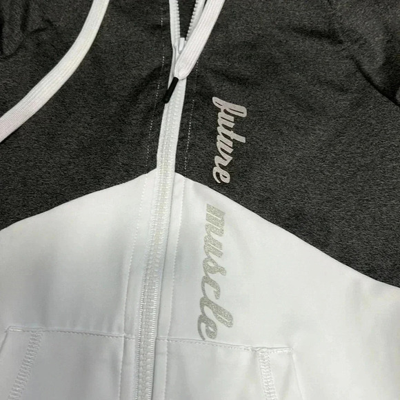 FUTURE MUSCLE ,hoodie zipper colorblock PTP 15”Moncton retro health gym Y2K - Picture 8 of 15